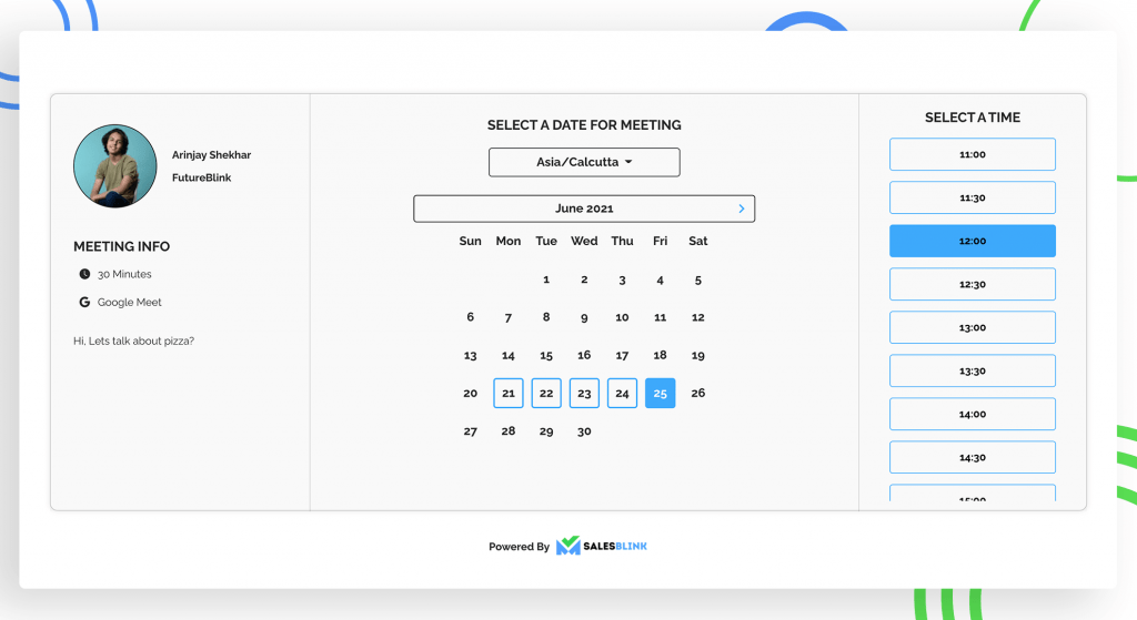 Salesblink calander page