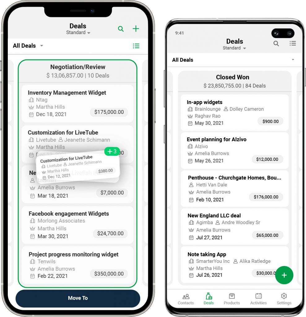 Pipeline on the Bigin Mobile App