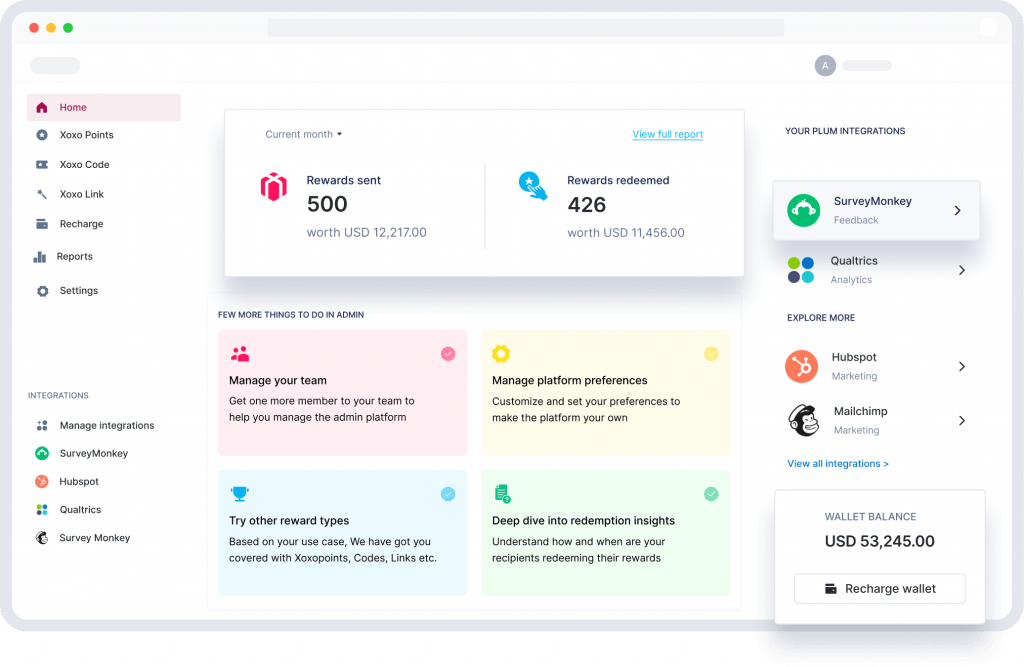 Plum website interface screenshot