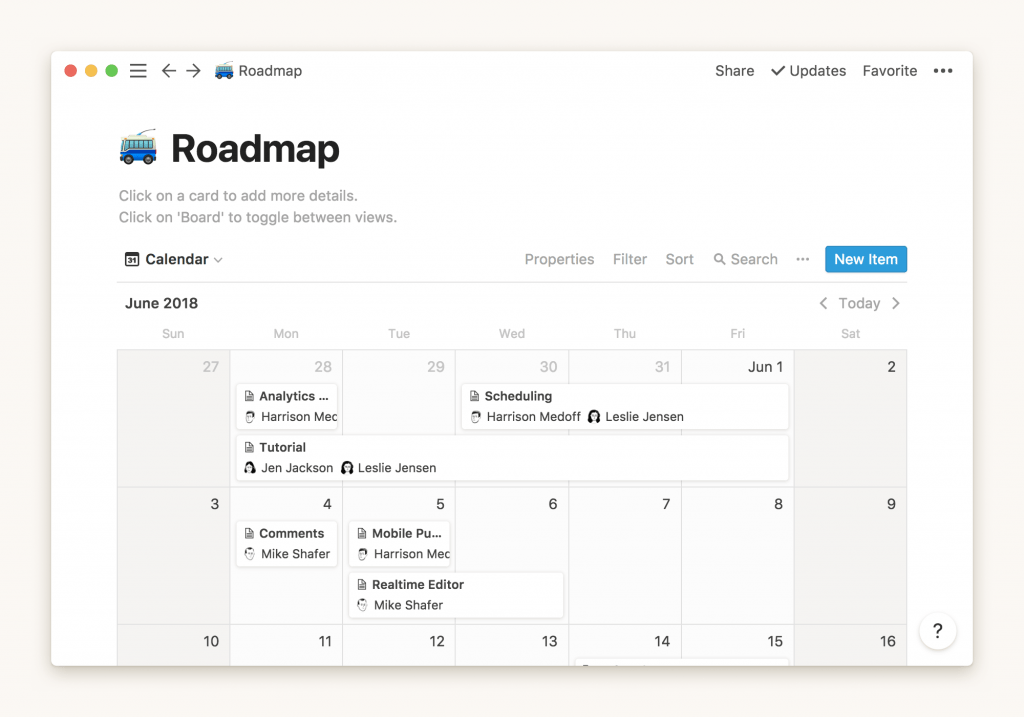 Notion calendar screenshot