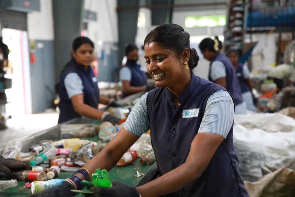 Employees at the Plastics for Change plant